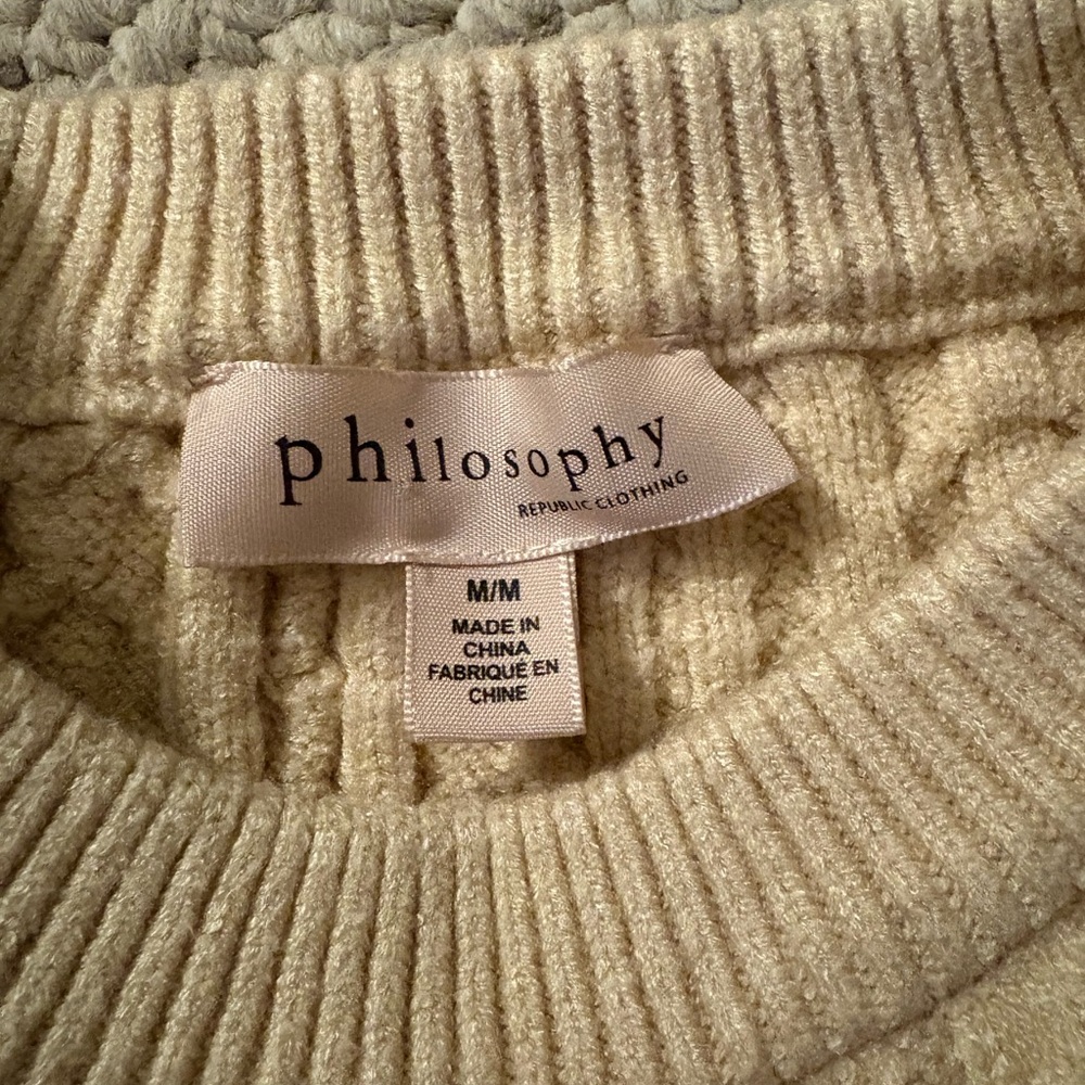 Philosophy Beige Cable Knit Sweater